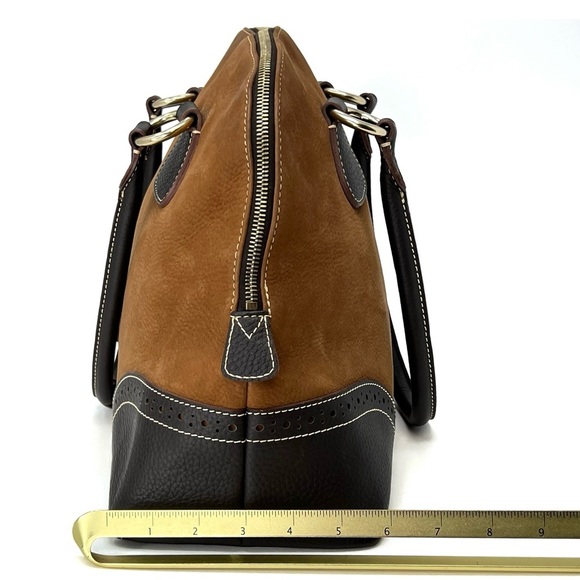 Vintage Dooney & Bourke Medium Domed Satchel Bag Brown Leather Nubuck Zip Top - Picture 8 of 16